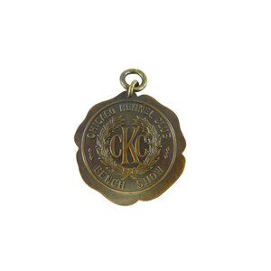 Antique Chicago Kennel Club Bench Show Dog Tag Medal 1930s Tarnished 1 3/8"